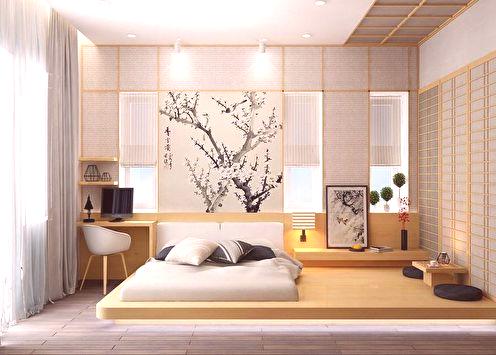 Спаваћа соба у јапанском стилу: 90 дизајнерских фотографија