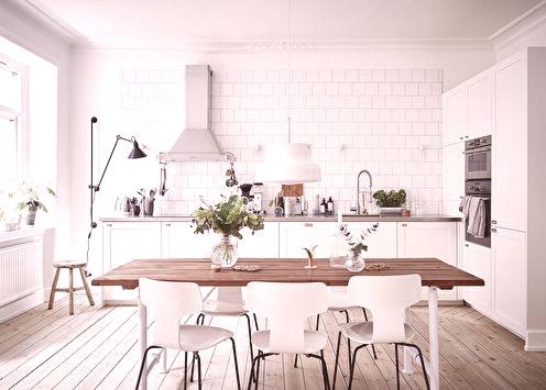 Dizajn kuchyne v škandinávskom štýle (80 fotografií)