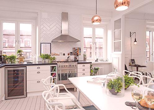 Dizajn kuhinje u skandinavskom stilu (80 fotografija)