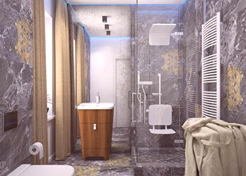 Kupaonica 6 m2 u stilu minimalizma, Žukovo